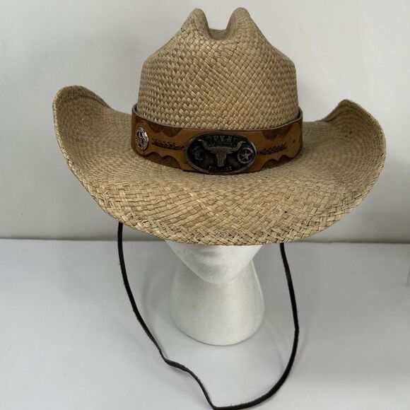Bullhide Other - Bullhide Straw Leather Cowgirl Cowboy Hat Texas Longhorn Star Western Rodeo
